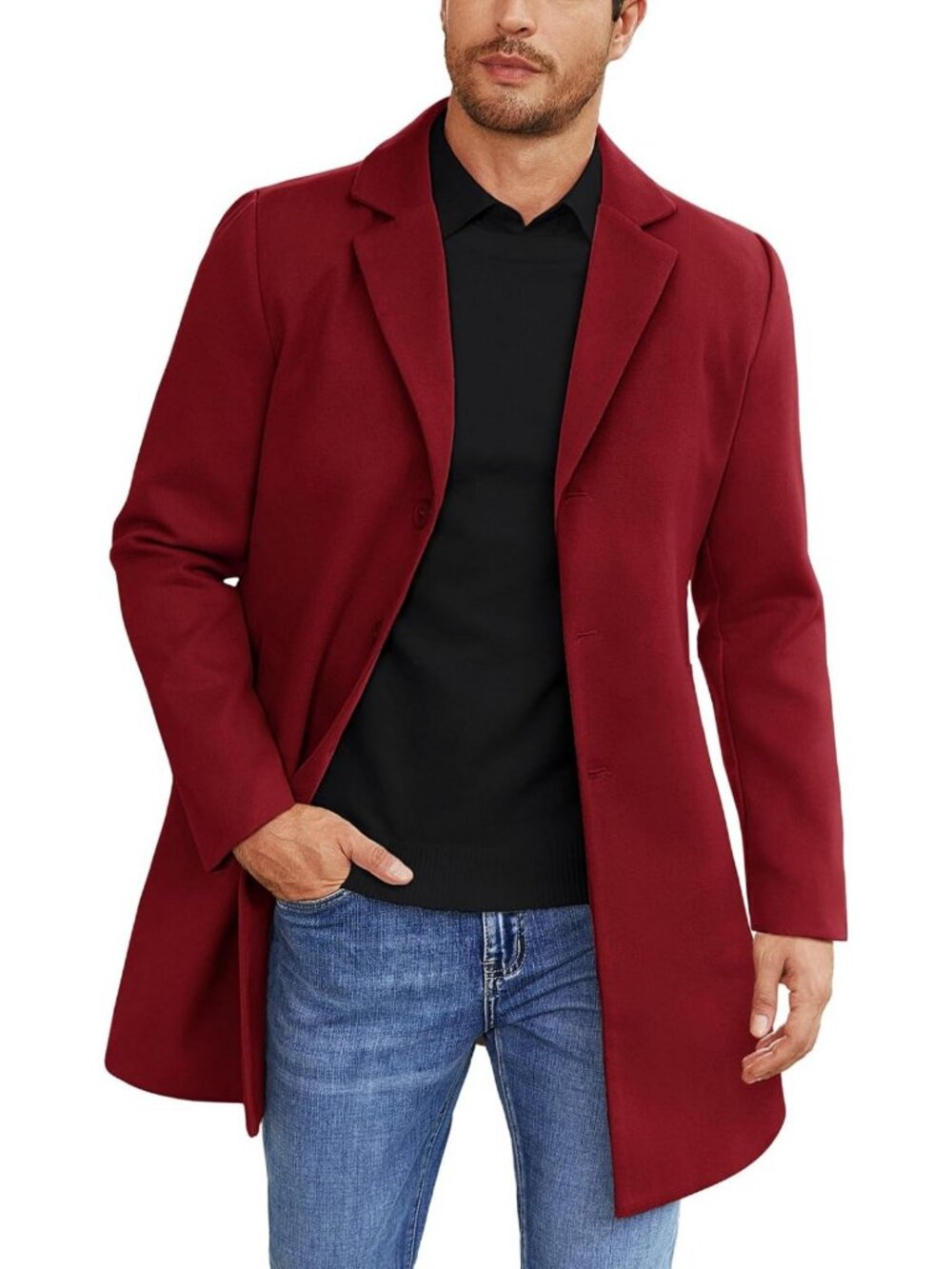 Stylish Men's Wool Blend Winter Trench Coat | Classic Peacoat for Cold Weather